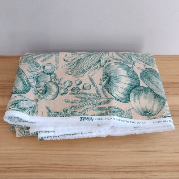 Cranston Home Fashions Fabric Fall Harvest Vegetables Tan Green 5.44 Yds X 60" W - Picture 3 of 4